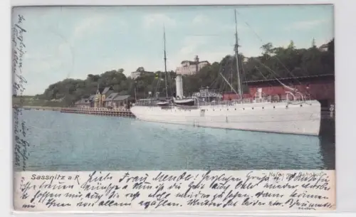 908915 Ak Sassnitz auf Rügen Hafen mit Bahnhof 1906
