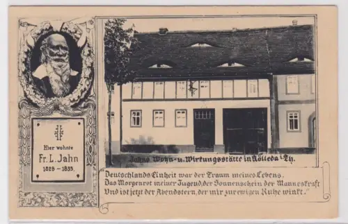 95164 Ak Jahns Wohn- und Wirkungsstätte in Kölleda in Thüringen um 1930