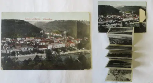909257 Leporello Ak Schandau sächsische Schweiz 1921
