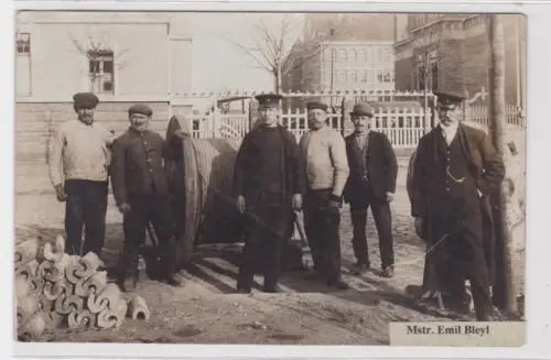 46215 Foto Ak Leipzig Kabeltrommel mit Meister Emil Bleyl um 1920