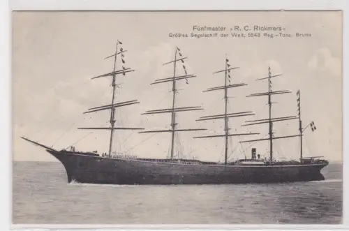 908894 Ak Sgelschiff Fünfmaster "R.C.Rickmers" 1914