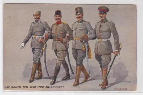908902 Patriotika Ak "Wir halten fest und treu zusammen!" 1.Weltkrieg