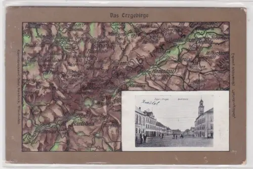 909250 Relief Ak Geyer im Erzgebirge Marktplatz und Landkarte Erzgebirge 1907