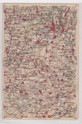909500 Landkarten Ak Wona-Karte Sonneberg, Neustadt usw. Thüringen um 1930
