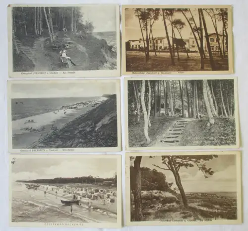 909410 AK 6x Ostseebad Ueckeritz Orts - und Strandansichten 1914 bis 1932