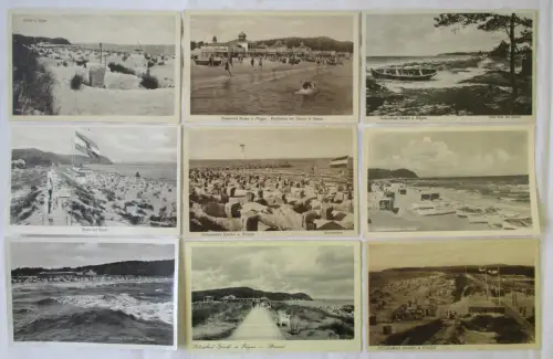 909419 AK 9x Ostseebad Baabe auf Rügen Orts - und Strandansichten 1931 bis 1959
