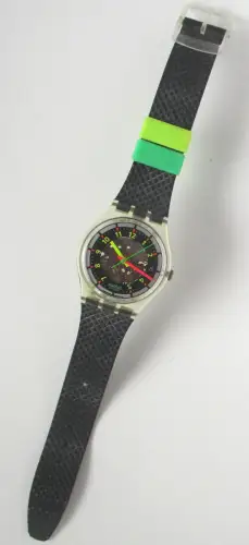 Original Swatch GK402 BLACK LINE 1992 neue Batterie (143457)