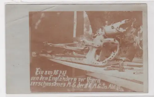 908771 Foto Ak von den Engländern vor Ypern zerschossenes MG der Abtl. 71