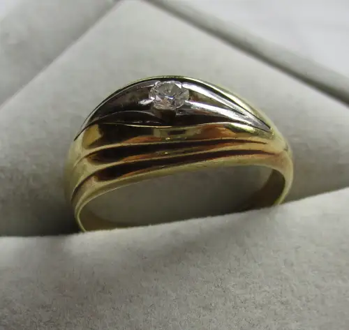 eleganter 585er Gold Damenring mit Brillant Diamant ~0,10 Karat (106864)