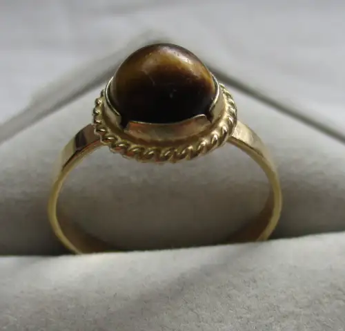eleganter 333er Gold Damen Ring mit Tigerauge Edelstein (106775)