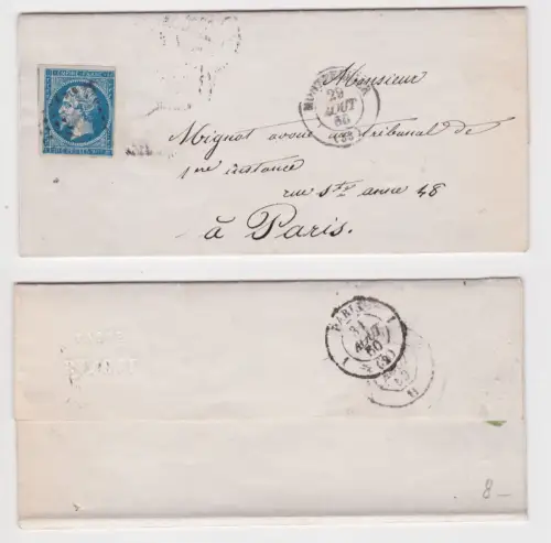 56690 alter Brief Frankreich 20 Centimes Napoleon III 1860
