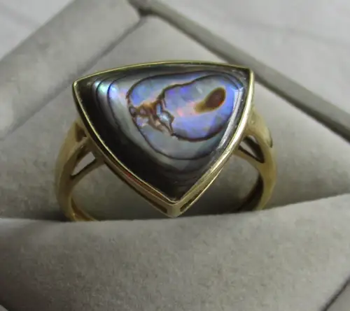 eleganter 333er Gold Damen Ring mit schimmerndem Abalone Edelstein (112382)