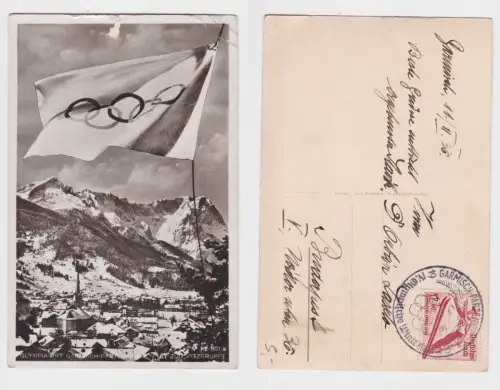 61250 Foto Ak  Olympia-Ort Garmisch-Partenkirchen mit Zugspitzgruppe 1936