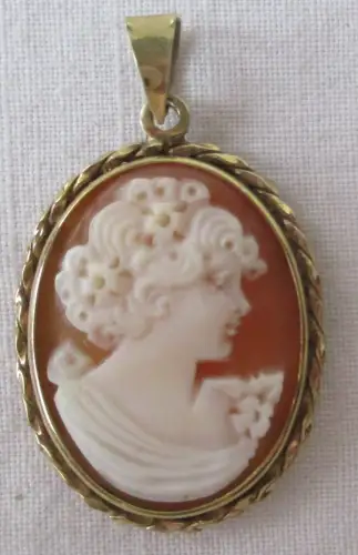 eleganter 333er Gold Kettenanhänger mit Gemme Kamee (144571)