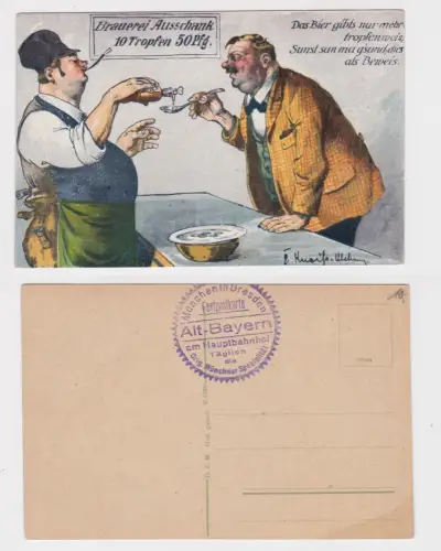 49762 Künstler Ak Bierhumor Brauerei Festpostkarte München in Dresden um 1910