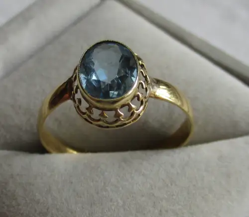 hochwertiger 750er Gold Ring mit blauem Edelstein (165479)