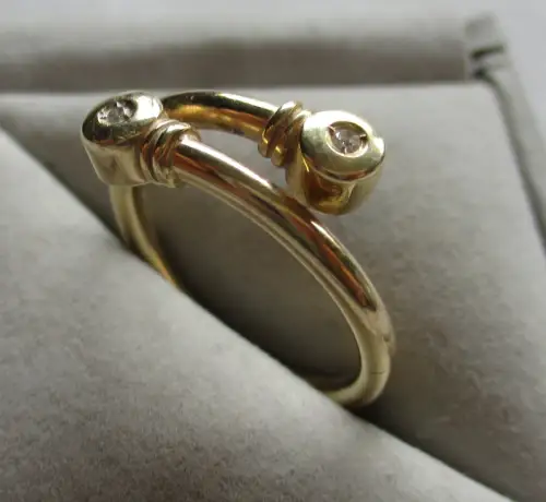 hochwertiger 585er Gold Ring mit 2 Diamanten MILOR ITALY (168058)