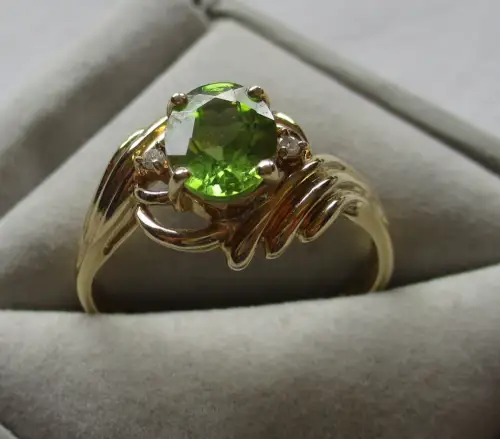 eleganter 585er Gold Ring mit 2 Diamanten und Citrin Edelstein (167646)