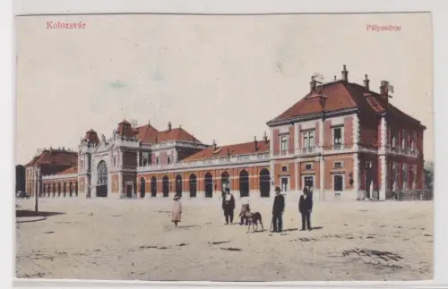 909057 Ak Kolozsvár Cluj-Napoca Klausenburg Bahnhof Pályaudvar 1918