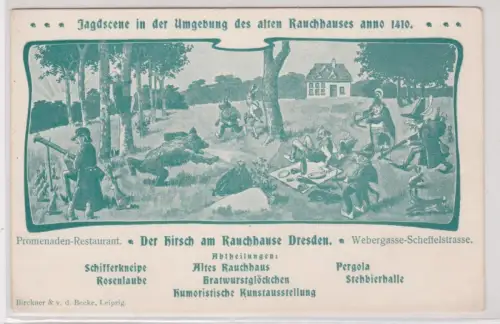 908936 Ak Dresden "Der Hirsch am Rauchhause" Promenaden-Restaurant um 1900