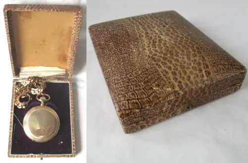 vergoldete Sprunbgdeckel Taschenuhr Junghans +Uhrkette + Etui (157462)