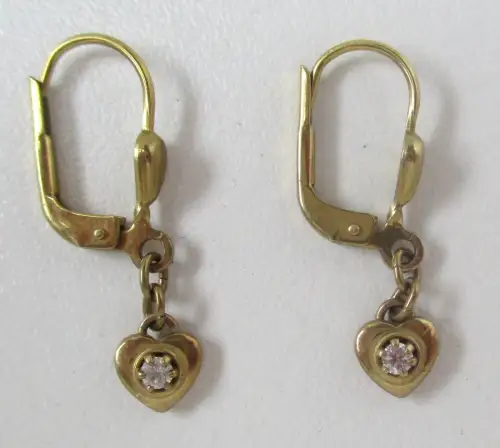 elegante 333er Gold Ohrringe mit Herz und kleinem Schmuckstein (143204)