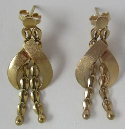 elegante 333er Gold Ohrringe mit je 2 kleinen Kettchen (142935)