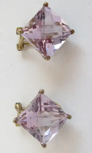 elegante 333er Gold Ohrclips mit hübschen blassem Amethyst (127765)