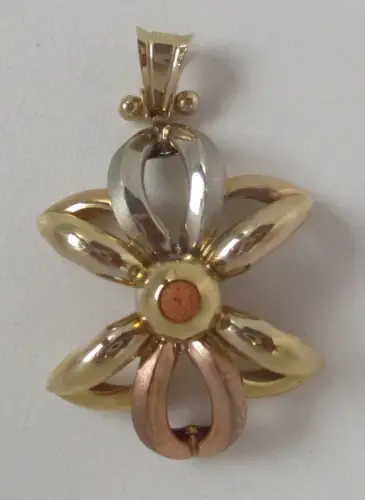 hochwertiger 333er Gold Ketten Anhänger Tricolour in Blütenform (148077)