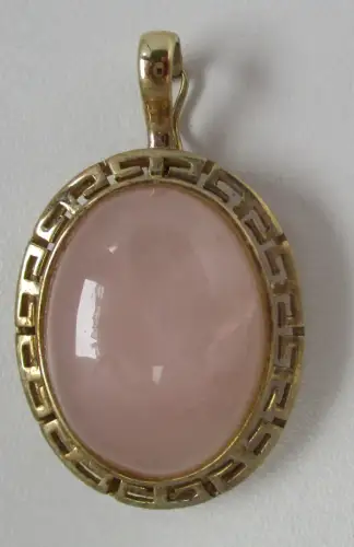 hochwertiger 333er Gold Ketten Anhänger mit großem Rosenquarz (143102)