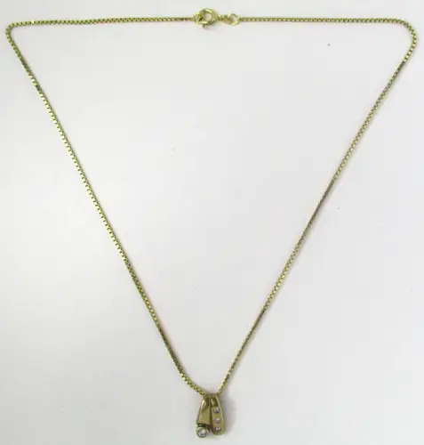 elegante 333er Gold Halskette mit 333er Gold Anhänger mit 4 Steinen (144044)