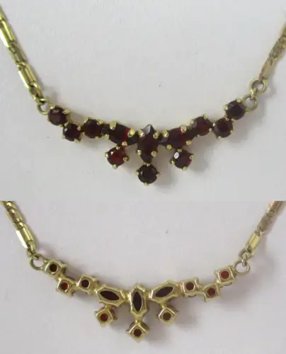 elegante 333er Gold Halskette Granatschmuck Collier (141416)