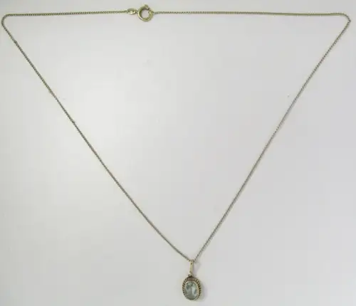 elegante 585er Gold Halskette und Anhänger mit hellem Stein (157960)