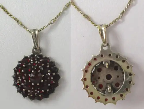 elegante 333er Gold Halskette und Anhänger 900er Silber mit Granat (159631)