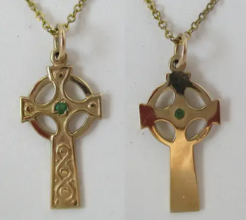 elegante 925er Silber Halskette und 375er Gold Anhänger in Kreuzform (117657)