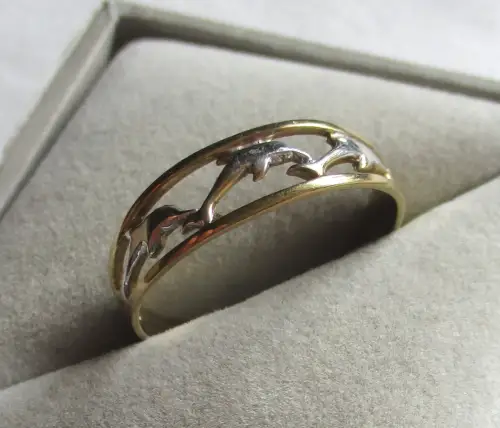 eleganter 333er Gold Ring mit verzierter Ringschiene in Delfinform (158169)