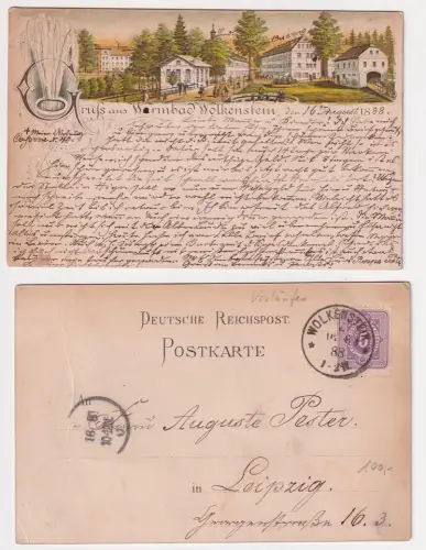 71484 Vorläufer Ak Lithographie Gruß aus Warmbad Wolkenstein 1888