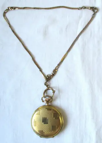 vergoldete Sprunbgdeckel Taschenuhr Alpina Schweiz Uhrkette (163036)