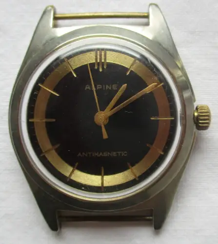 mechanische Vintage Armbanduhr Marke Alpine mit Edelstahlboden  (162532)