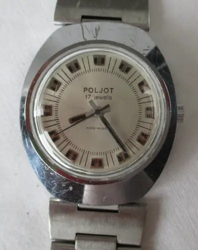 vergoldete POLJOT Armbanduhr 17 jewels Handaufzug Made in USSR (165240)