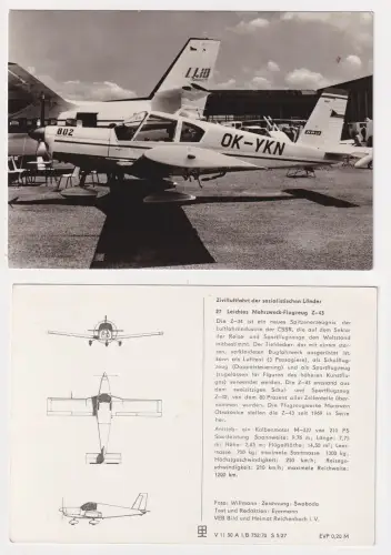907366 DDR Karte Flugzeug Z-43 aus der Reihe Zivilluftfahrt soz. Länder 1970