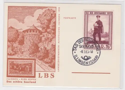 96285 Postkarte LBS Landesbriefmarken-Ausstellung Illingen 1955 Saarland
