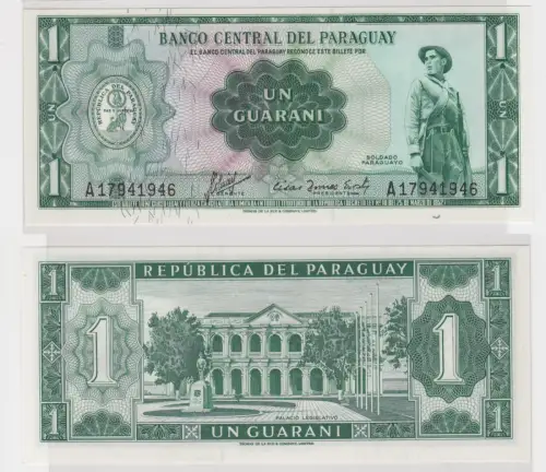 1 Guranies Banknote Paraguay 25. März 1952 Pick 193 UNC bankfrisch (109579)