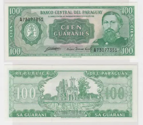 100 Guranies Banknote Paraguay 25. März 1952 Pick 205 UNC (103235)