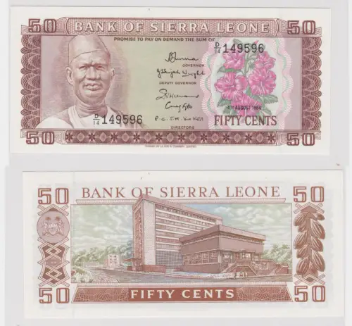 50 Cents Banknote Sierra Leone 04.08.1984 bankfrisch UNC (111795)