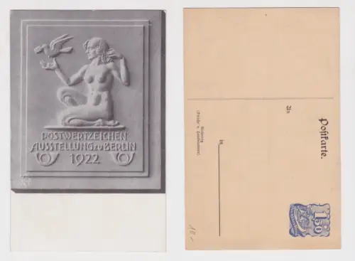 88952 Privat Ganzsache Postkarte Postwertzeichen Ausstellung Berlin 1922