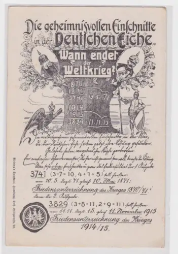 28310 Ak Die geheimnisvollen Einschnitte in der Deutschen Eiche. Weltkrieg 1915