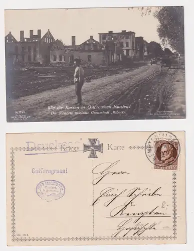 909605 Ak Zerstörtes Kibarty, Wie die Russen in Ostpreussen hausten! 1915