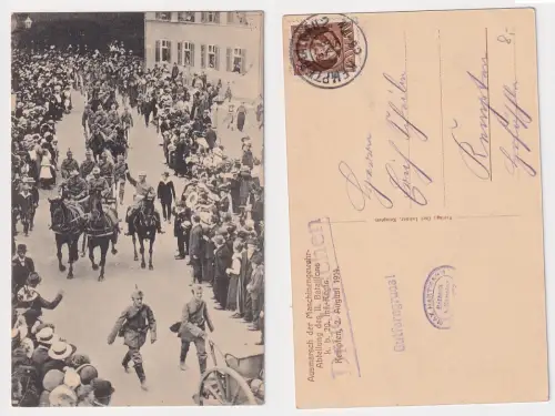 909609 Ak Kempten Ausmarsch der Maschinengewehr-Abt. 20. Infnatrie Regiment 1915