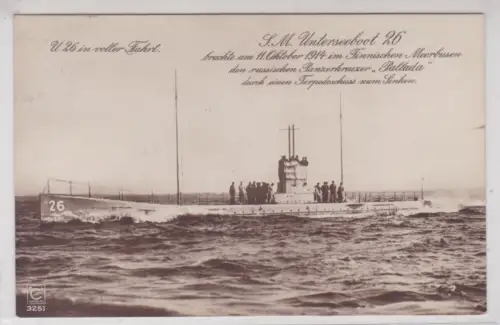 909615 Ak U26 in voller Fahrt Unterseeboot 1. Weltkrieg 1915